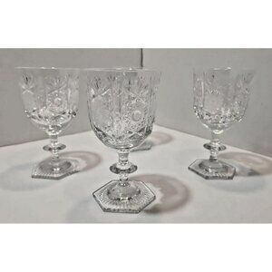 Vtg Traunkristall Belvedere Bohemian Cut Crystal Wine Glasses Set of 4